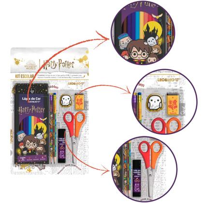 Imagem de Material Escolar Papelaria Kit Infantil Harry Potter 18 Pçs
