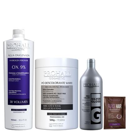 Imagem de Matizador Silver Branco Pó Branco e Ox 30 Volumes Prohall