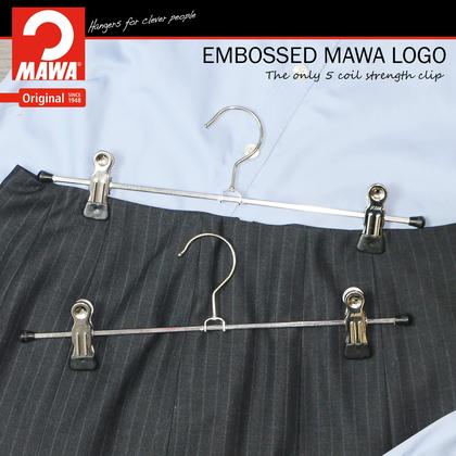 Imagem de Mawa by Reston Lloyd Space-Saving Clothes Hanger for Pants and Skirts with Two Non-Slip Clips, Style K/30D, 12-Inch, Set of 12, Black