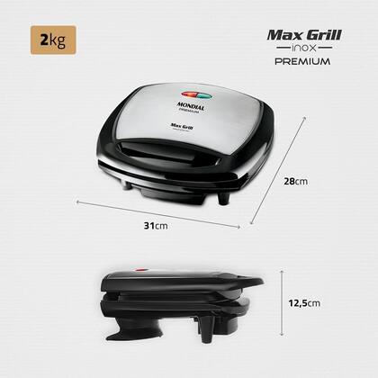 Imagem de Max Grill Mondial Preto e Inox 1200W G-07