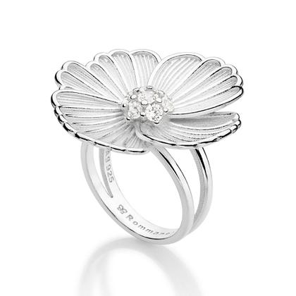 Imagem de Maxi anel flor de prata maciça 925 BRANCO 810348 Rommanel