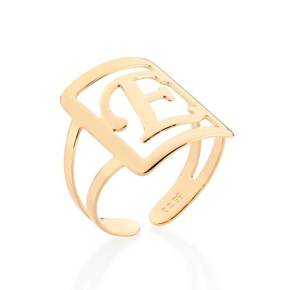 Imagem de Maxi anel letra ajustável 18k Letra e 513298 Rommanel
