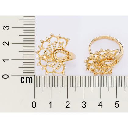 Imagem de Maxi Anel Meia Flor de Lótus com Zircônia Rommanel 513513