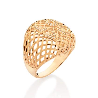 Imagem de Maxi Anel Rommanel Folheado Ouro Love Com Zirconias 513362