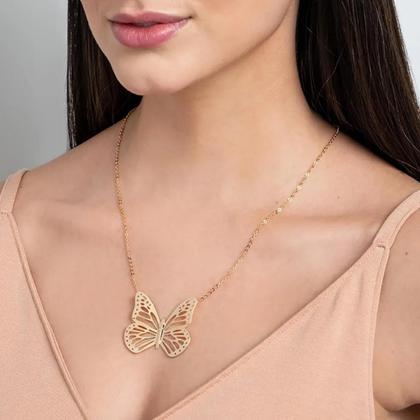 Imagem de Maxi Colar Borboleta Rommanel Com Pingente Banhado Ouro 18k