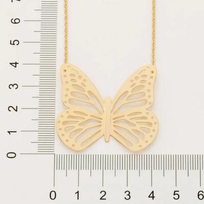 Imagem de Maxi Colar Borboleta Rommanel Com Pingente Banhado Ouro 18k