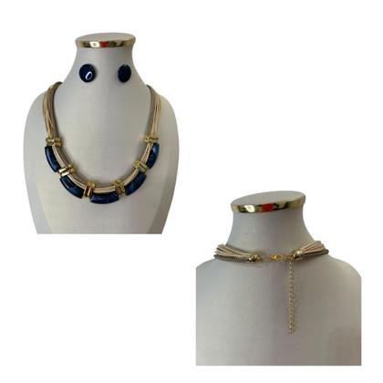 Imagem de Maxi Colar Feminino Cristal E Resina Kit Com Brinco