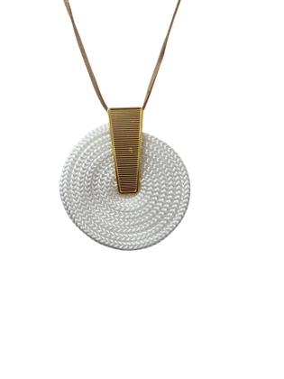 Imagem de Maxi Colar Feminino Em Corda Kit Com Brinco Pedra Em Resina