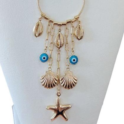Imagem de Maxi Colar Fundo Do Mar Pingente Concha F. Ouro 18k 70 Cm
