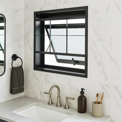 Imagem de Maxim Ar 80x60cm Aço Preto Max Vitrô Janela De Banheiro Com Grade
