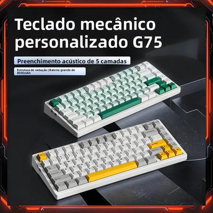 Imagem de MCHOSE G75Pro Tri-Mode Teclado Mecânico Sem Fio Hot-Swappable Switches layout RGB retroiluminado