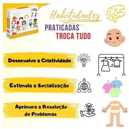 Imagem de ME VISTA TROCA TUDO Brinquedo Educativo Interativo para Vestir Figuras Desenvolve Coordenação e Criatividade