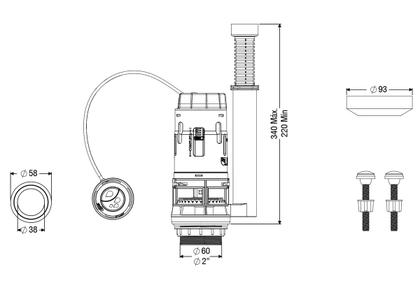 Imagem de Mecanismo Saída Universal Cx. Acoplada Dual Flush 3x1 Censi