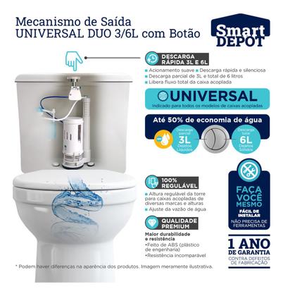 Imagem de Mecanismo Universal de Saída Duo 3 e 6 Litros com Botão Smart Depot
