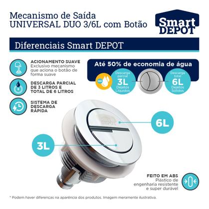 Imagem de Mecanismo Universal de Saída Duo 3 e 6 Litros com Botão Smart Depot