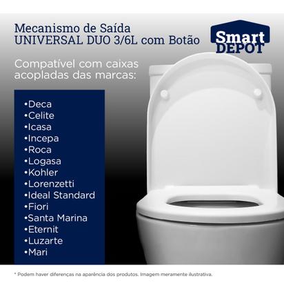 Imagem de Mecanismo Universal de Saída Duo 3 e 6 Litros com Botão Smart Depot