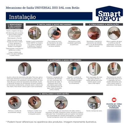 Imagem de Mecanismo Universal de Saída Duo 3 e 6 Litros com Botão Smart Depot