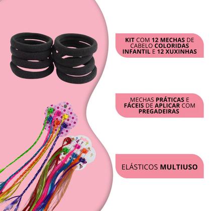 Imagem de Mecha De Cabelo Colorida e Xuxinha Aplique Tic Tac Kit 6 Un