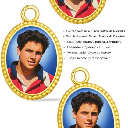 Imagem de Medalha Santo Carlos Acutis 12 Unidades Dourada 2 Cm