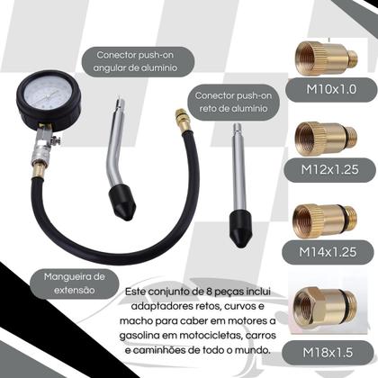 Imagem de Medidor Compressão Para Motor Com Adaptadores - Vonder