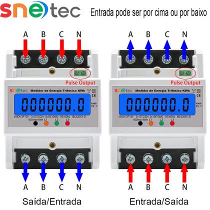 Imagem de Medidor Consumo Energia KWh Trifásico 100A Snetec SMDK-3F100