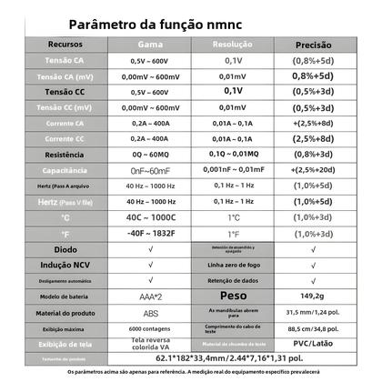 Imagem de Medidor de Braçadeira Digital Aneng ST212 - 6000 Contagens, 400A AC/DC
