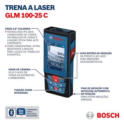 Imagem de Medidor de Distância a Laser 100m Vermelho Bosch GLM 100-25 C