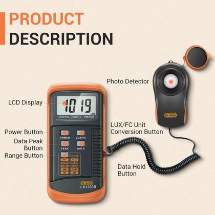 Imagem de Medidor de Iluminação Dr.meter LX1330B - 0 a 200.000 Lux