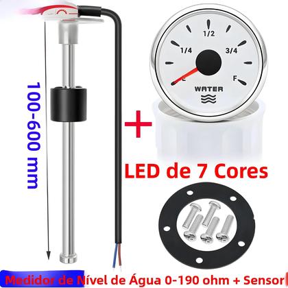 Imagem de Medidor De Nível De Água Com Luz De Fundo De 7 Cores 2 52mm 100-600mm 0-190 Ohm Para Tanque De