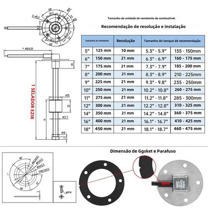 Imagem de Medidor de Nível de Combustível Digital para Carro e Barco - Alarme com Sensor 0-190ohm