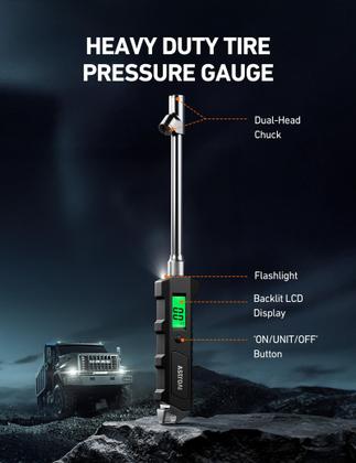 Imagem de Medidor de pressão de pneu AstroAI 230 PSI Caminhão de aço inoxidável