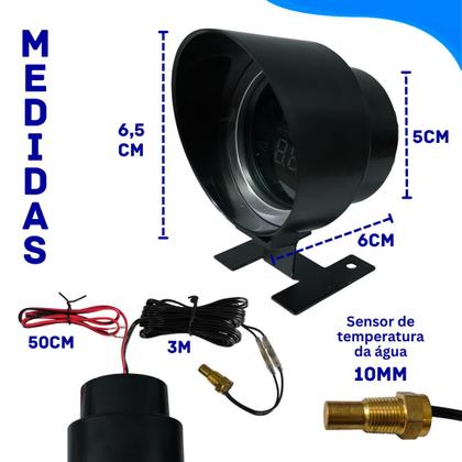 Imagem de Medidor de Temperatura da Água e Tensão de Bateria com Alarme e Display Colorido 2 em 1
