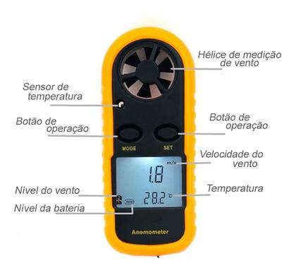 Imagem de Medidor De Vento Ar - Anemômetro Digital Portátil Paraglider Kite Drone