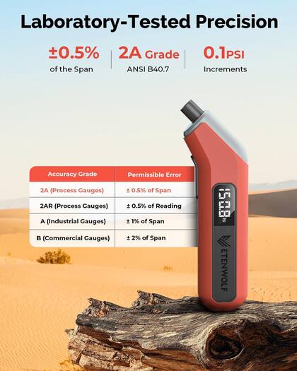 Imagem de Medidor Digital de Pressão de Pneu ETENWOLF (3-200 PSI) - Pacote com 2
