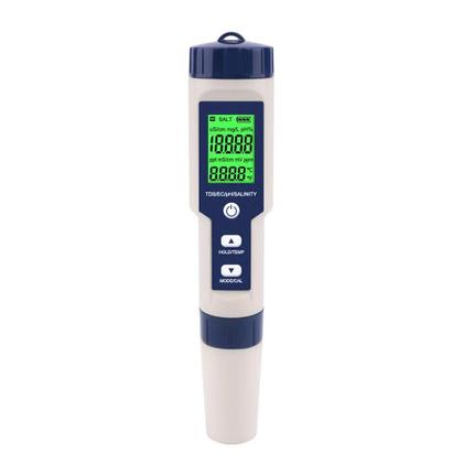 Imagem de Medidor Digital De Qualidade Da Água 5 Em 1 TDS EC PH Salinidade Temperatura Para Piscinas Aquários