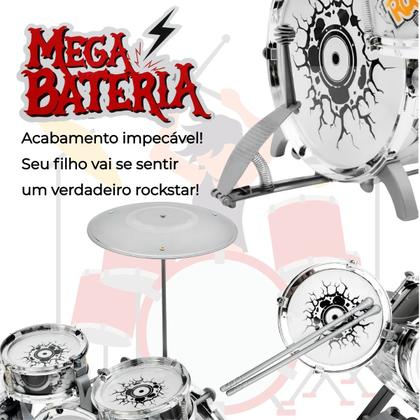 Imagem de Mega Bateria Infantil Grande Bumbo com Pedal Fácil Desmontar Caixa Compacta Presente dia das Crianças