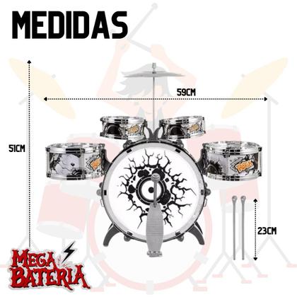 Imagem de Mega Bateria Infantil Grande Bumbo com Pedal Fácil Desmontar Caixa Compacta Presente dia das Crianças