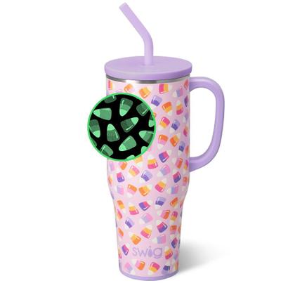 Imagem de Mega caneca Swig Life de 40 onças, copo de Halloween de 40 onças com alça e canudo, copos isolados extra grandes, caneca de viagem compatível com porta-copos (milho doce)