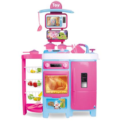 Imagem de Mega Cozinha Infantil Completa 92cm C/ Acessórios Geladeira Forno Fruteira