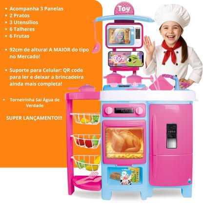 Imagem de Mega Cozinha Infantil Completa 92cm C/ Acessórios Geladeira Forno Fruteira