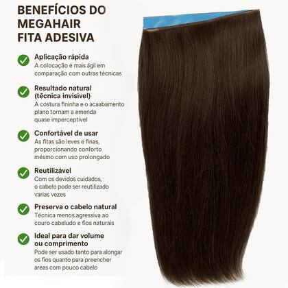 Imagem de Mega Hair Fita Adesiva castanho liso 50cm 1 Tela 20g