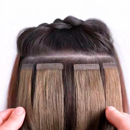 Imagem de Mega Hair Fita Adesiva Castanho ondulado 50cm 40 Peças