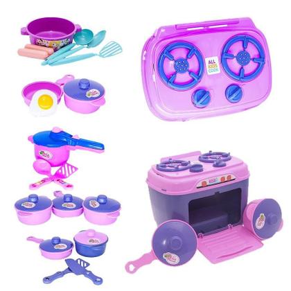 Imagem de Mega Kit Completo Infantil Cozinha Eletro Mercado 113Pç