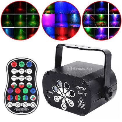 Imagem de Mega Mini Central RGB Laser Party Light 60 Modos Recarregável RGB LED, Dj, USB, Luz UV - 1948810