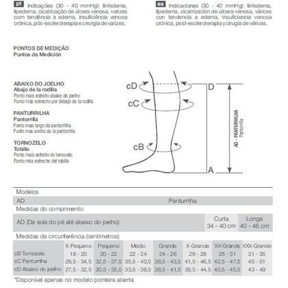 Imagem de Meia 3/4 ALTA Compressão 30-40 Malha Plana FLAT STRONG Aberto Venosan