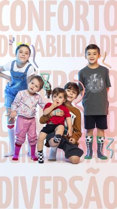 Imagem de Meia 3/4 Cano Alto Zumbi Hallowen Infantil divertida e colorida