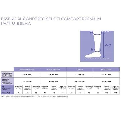 Imagem de Meia 3/4 Select Comfort Premium Compressao 15-20MMHG 861 Fechada Preta GG3