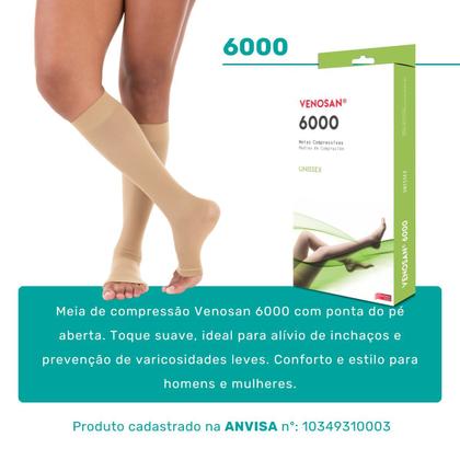 Imagem de Meia 3/4 Venosan 6000 20-30 Pé Aberto Bege