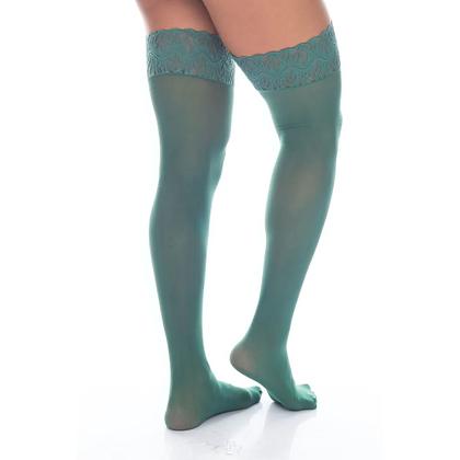 Imagem de Meia 7/8 Lisa com Linda Renda Florida nas Coxas P M G e GG Linda Resistente e Ousada