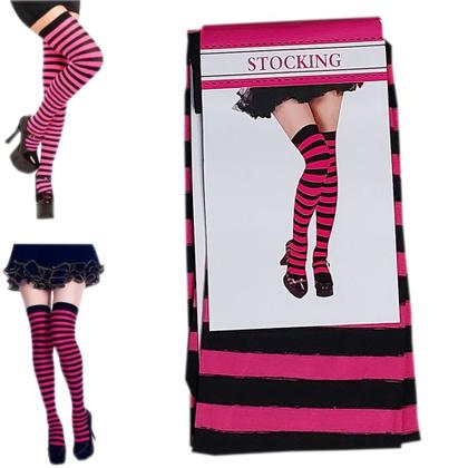Imagem de Meia 7/8 Longa Listrada Adulto: Festa Fantasia Cosplay Dança Halloween